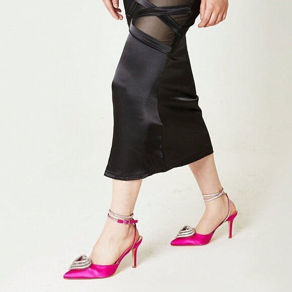 Hot Pink Women's Rhinestone Stiletto Heel - Picture 3 of 3